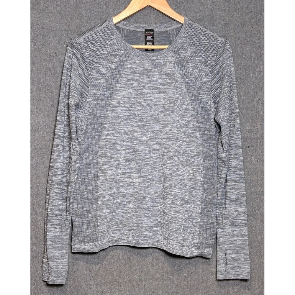 Spyder Active Womens Medium Grey Space Dye Long Sleeve Seamless Training Top